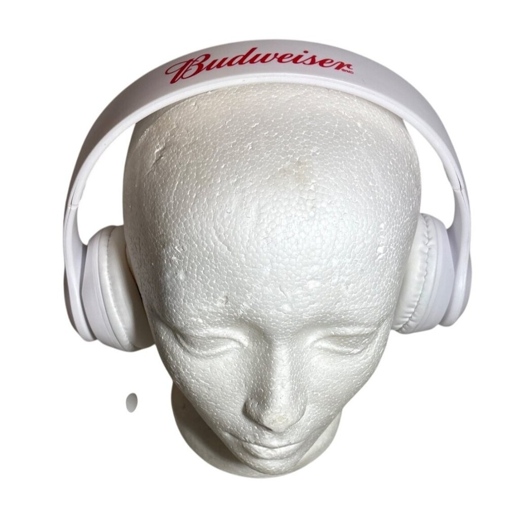 Budweiser Bluetooth Wireless Fold Up Headset / Headphone Promo White NEW